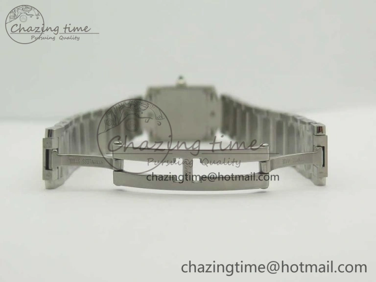 TravelReady Tank Francaise Ladies 25mm SS 8848F 1:1 Best Edition White Dial on SS Bracelet Ronda Quartz 6176