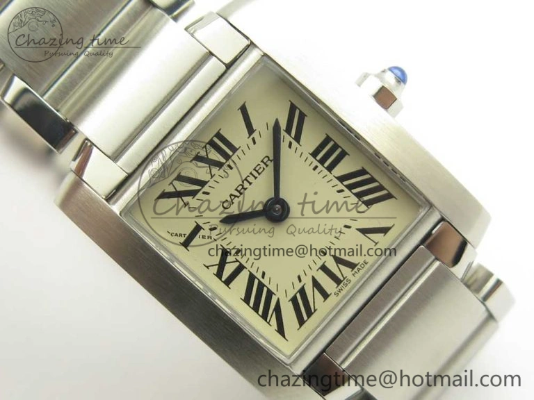 TravelReady Tank Francaise Ladies 25mm SS 8848F 1:1 Best Edition White Dial on SS Bracelet Ronda Quartz 6176