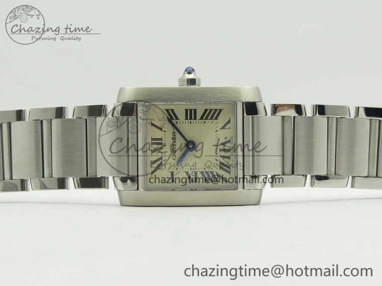 TravelReady Tank Francaise Ladies 25mm SS 8848F 1:1 Best Edition White Dial on SS Bracelet Ronda Quartz 6176