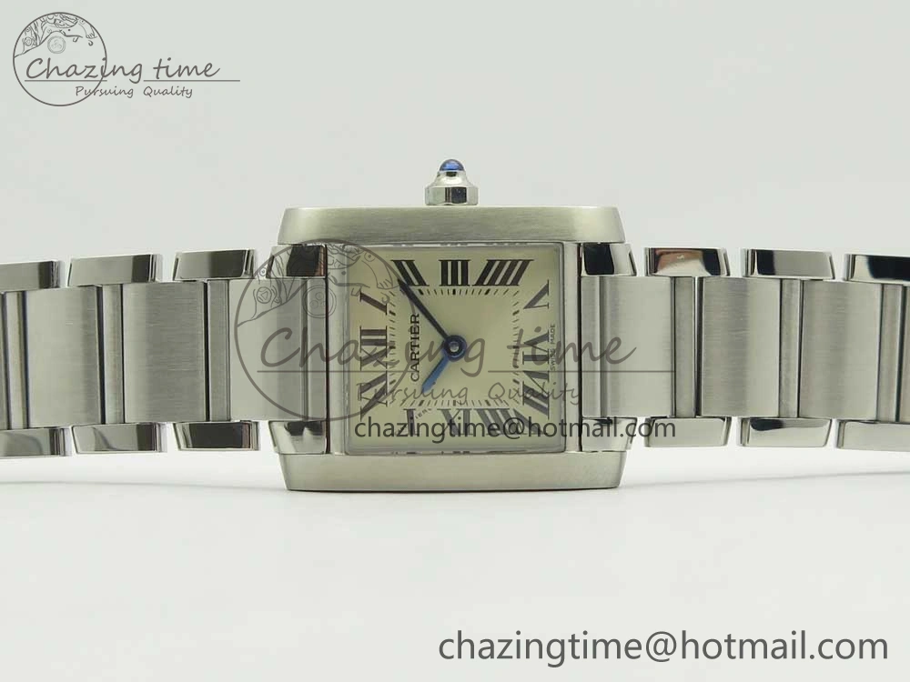 TravelReady Tank Francaise Ladies 25mm SS 8848F 1:1 Best Edition White Dial on SS Bracelet Ronda Quartz 6176
