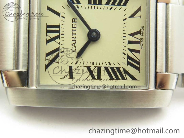 TravelReady Tank Francaise Ladies 25mm SS 8848F 1:1 Best Edition White Dial on SS Bracelet Ronda Quartz 6176