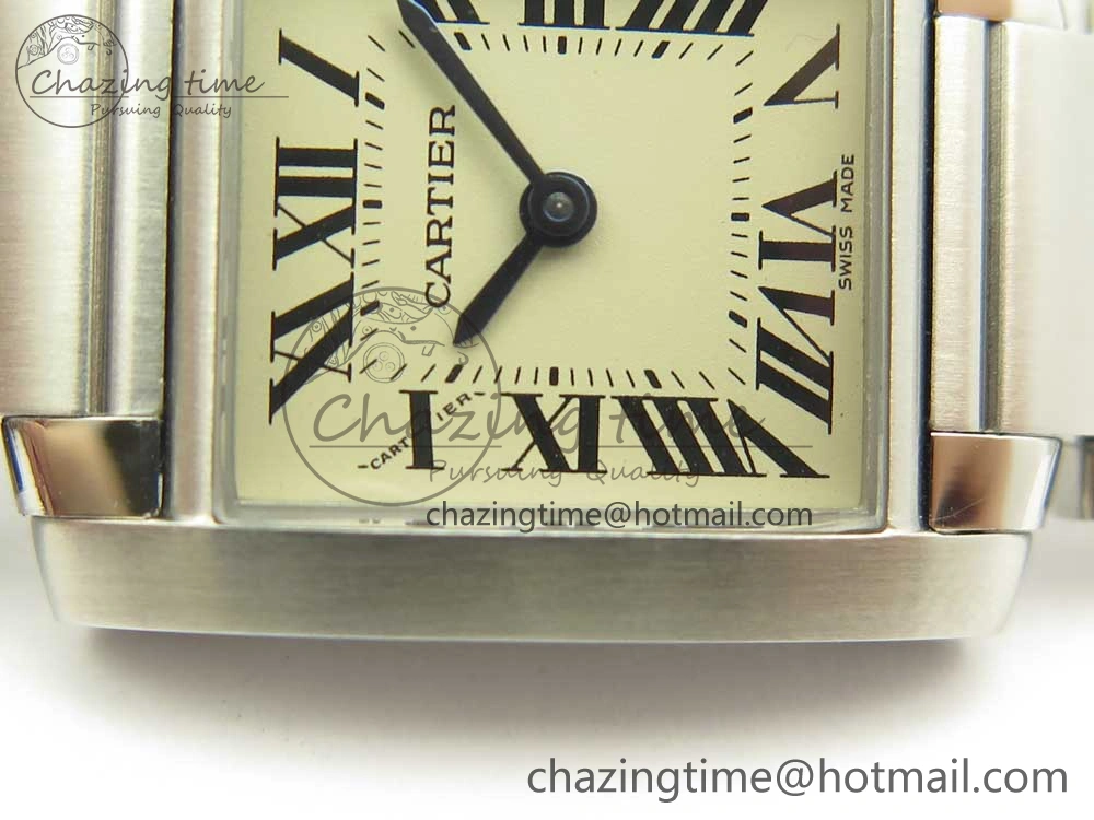 TravelReady Tank Francaise Ladies 25mm SS 8848F 1:1 Best Edition White Dial on SS Bracelet Ronda Quartz 6176