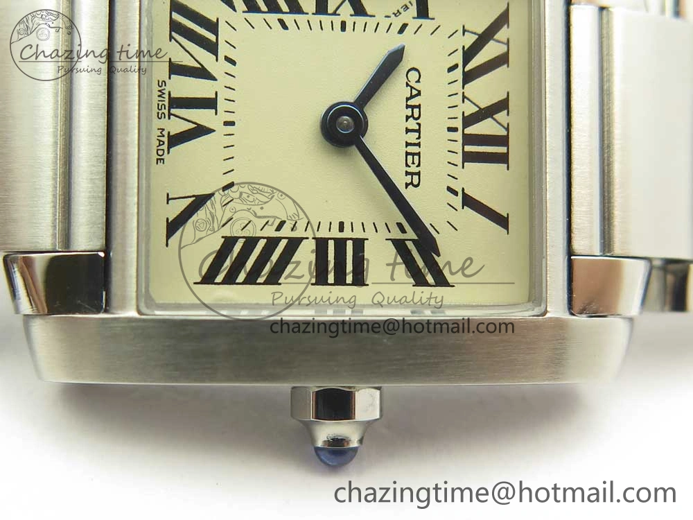 TravelReady Tank Francaise Ladies 25mm SS 8848F 1:1 Best Edition White Dial on SS Bracelet Ronda Quartz 6176