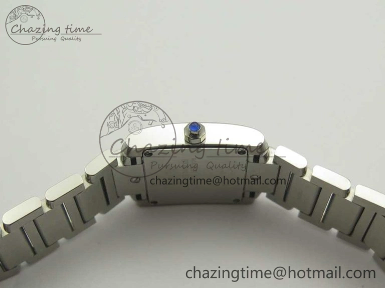 TravelReady Tank Francaise Ladies 25mm SS 8848F 1:1 Best Edition White Dial on SS Bracelet Ronda Quartz 6176
