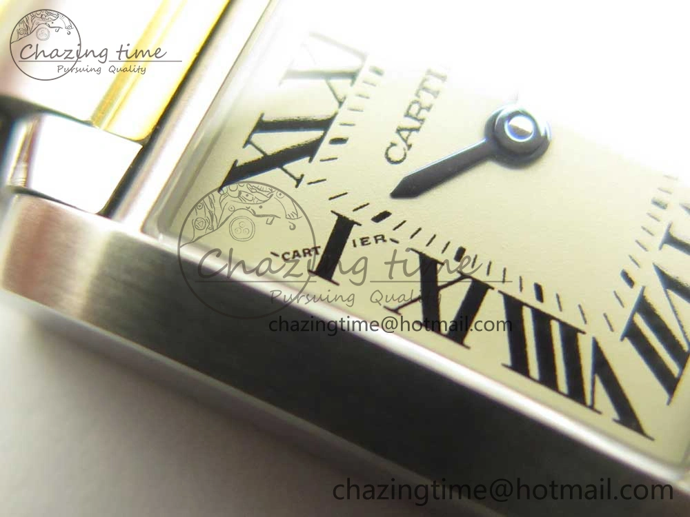 NewStyle Tank Francaise Ladies 25mm SS YG 8848F 1:1 Best Edition Ivory Dial on SS YG Bracelet Ronda Quartz 10641