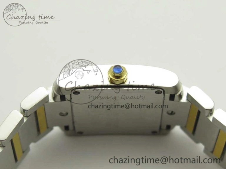 NewStyle Tank Francaise Ladies 25mm SS YG 8848F 1:1 Best Edition Ivory Dial on SS YG Bracelet Ronda Quartz 10641