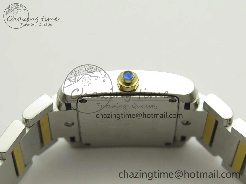 NewStyle Tank Francaise Ladies 25mm SS YG 8848F 1:1 Best Edition Ivory Dial on SS YG Bracelet Ronda Quartz 10641