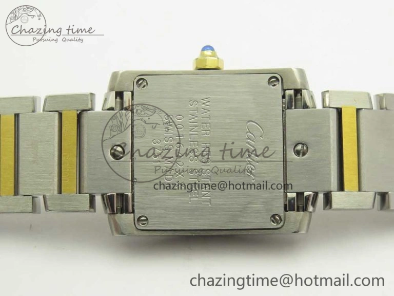 NewStyle Tank Francaise Ladies 25mm SS YG 8848F 1:1 Best Edition Ivory Dial on SS YG Bracelet Ronda Quartz 10641