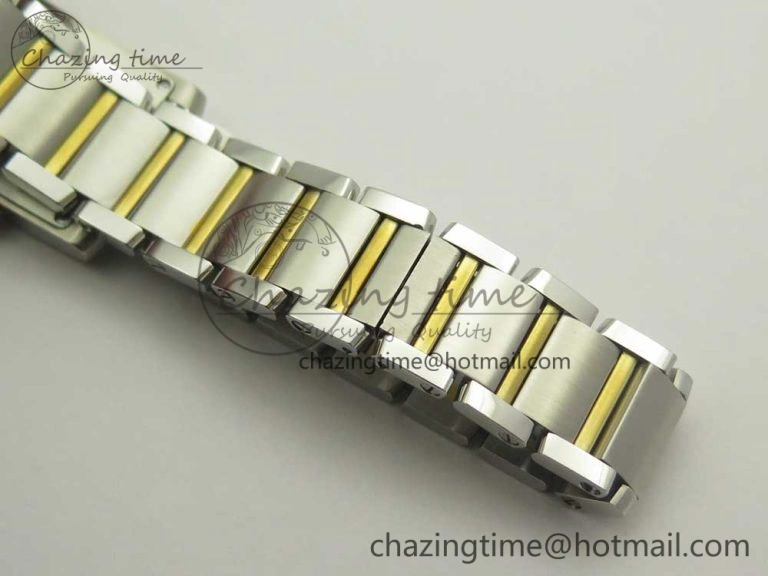 TimelessDesign Tank Francaise Ladies 25mm SS YG 8848F 1:1 Best Edition Pink Dial on SS YG Bracelet Ronda Quartz 10638