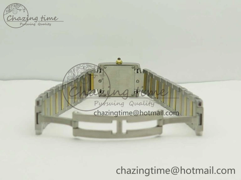 TimelessDesign Tank Francaise Ladies 25mm SS YG 8848F 1:1 Best Edition Pink Dial on SS YG Bracelet Ronda Quartz 10638