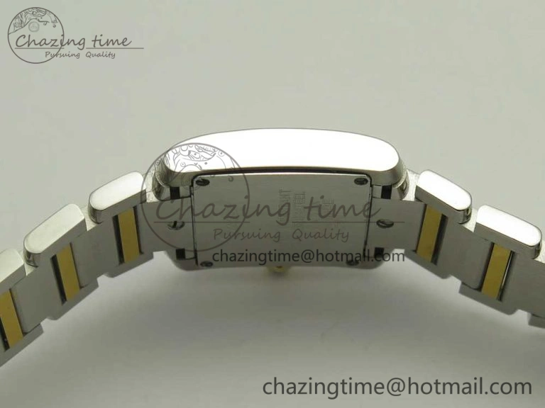 TimelessDesign Tank Francaise Ladies 25mm SS YG 8848F 1:1 Best Edition Pink Dial on SS YG Bracelet Ronda Quartz 10638