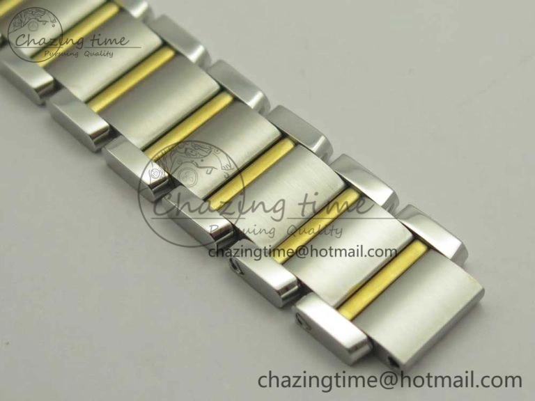 TimelessDesign Tank Francaise Ladies 25mm SS YG 8848F 1:1 Best Edition Pink Dial on SS YG Bracelet Ronda Quartz 10638