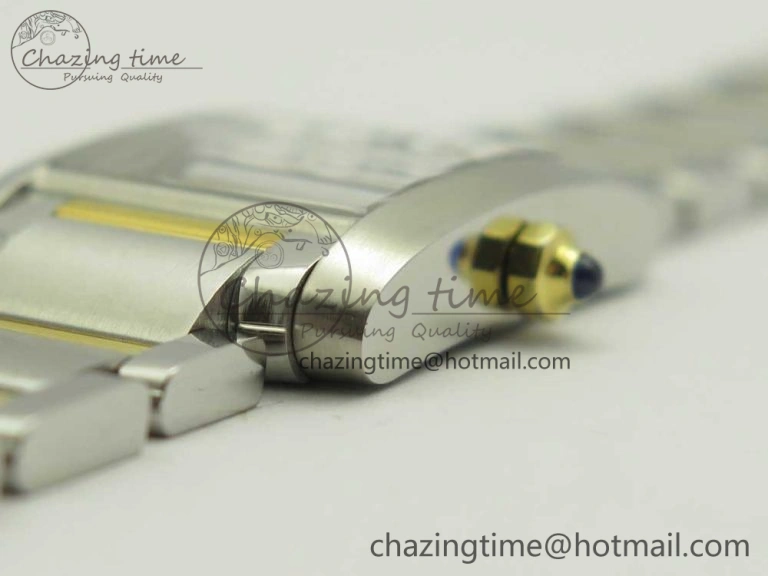 Efficient Tank Francaise Ladies 25mm SS YG 8848F 1:1 Best Edition White Diamond Dial on SS YG Bracelet Ronda Quartz 6170