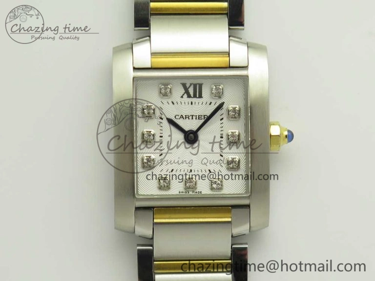FastDry Tank Francaise Ladies 25mm SS YG 8848F 1:1 Best Edition White Diamond Dial on SS YG Bracelet Ronda Quartz 10637