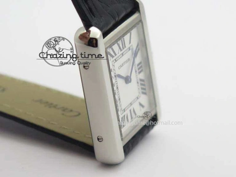 SmoothTexture Tank Ladies 25mm SS GF 1:1 Best Edition White Dial On Black Croc Leather Ronda Quartz 10773
