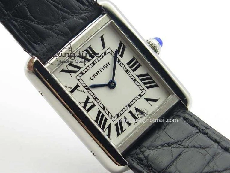 SmoothTexture Tank Ladies 25mm SS GF 1:1 Best Edition White Dial On Black Croc Leather Ronda Quartz 10773