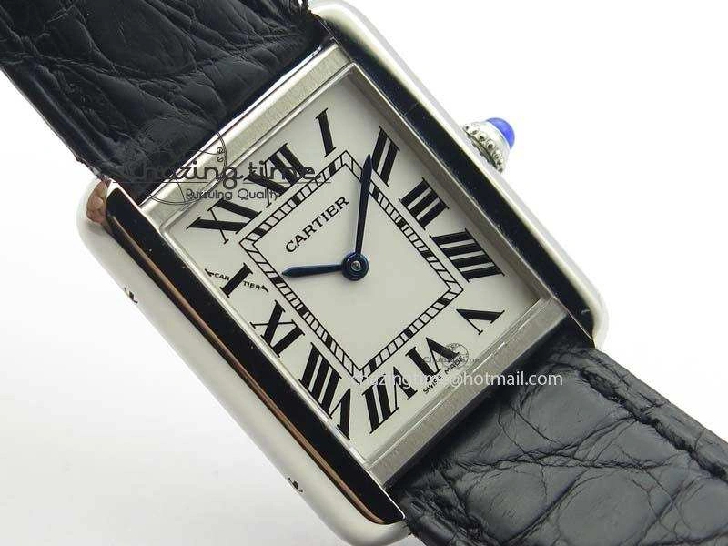 SmoothTexture Tank Ladies 25mm SS GF 1:1 Best Edition White Dial On Black Croc Leather Ronda Quartz 10773
