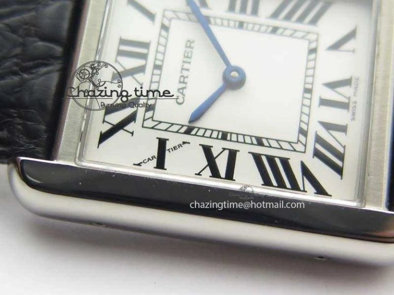 SmoothTexture Tank Ladies 25mm SS GF 1:1 Best Edition White Dial On Black Croc Leather Ronda Quartz 10773
