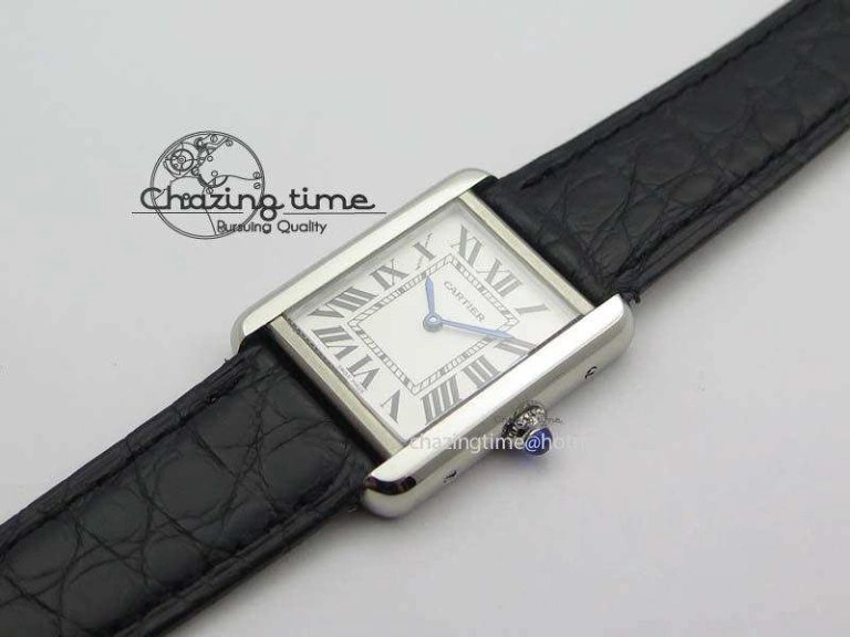 SmoothTexture Tank Ladies 25mm SS GF 1:1 Best Edition White Dial On Black Croc Leather Ronda Quartz 10773