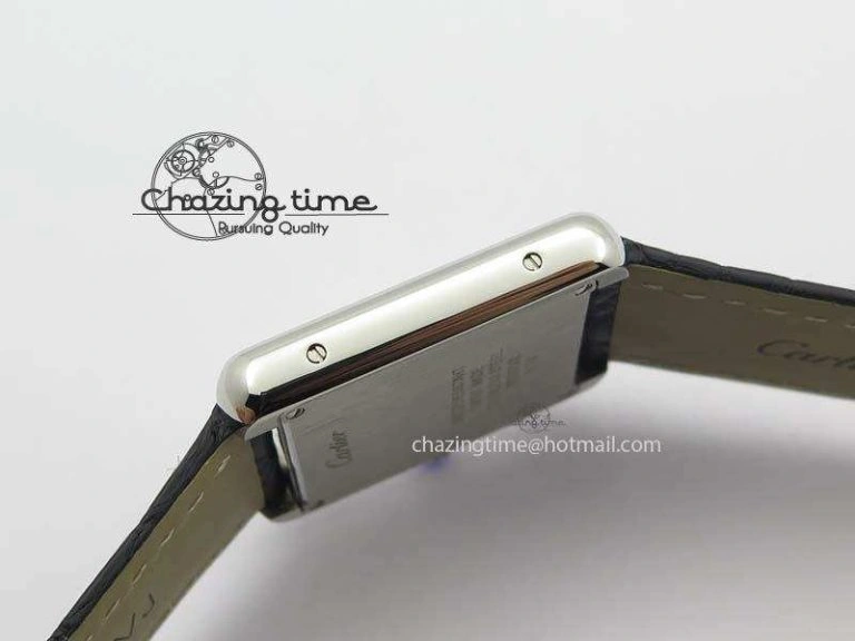 SmoothTexture Tank Ladies 25mm SS GF 1:1 Best Edition White Dial On Black Croc Leather Ronda Quartz 10773