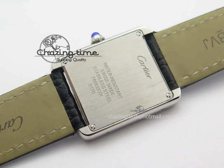 SmoothTexture Tank Ladies 25mm SS GF 1:1 Best Edition White Dial On Black Croc Leather Ronda Quartz 10773