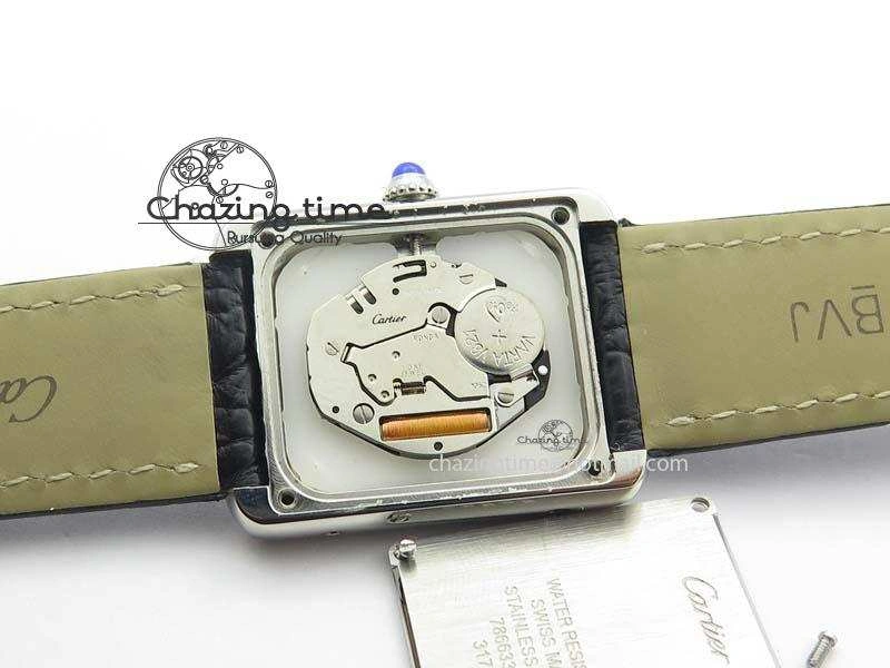 SmoothTexture Tank Ladies 25mm SS GF 1:1 Best Edition White Dial On Black Croc Leather Ronda Quartz 10773