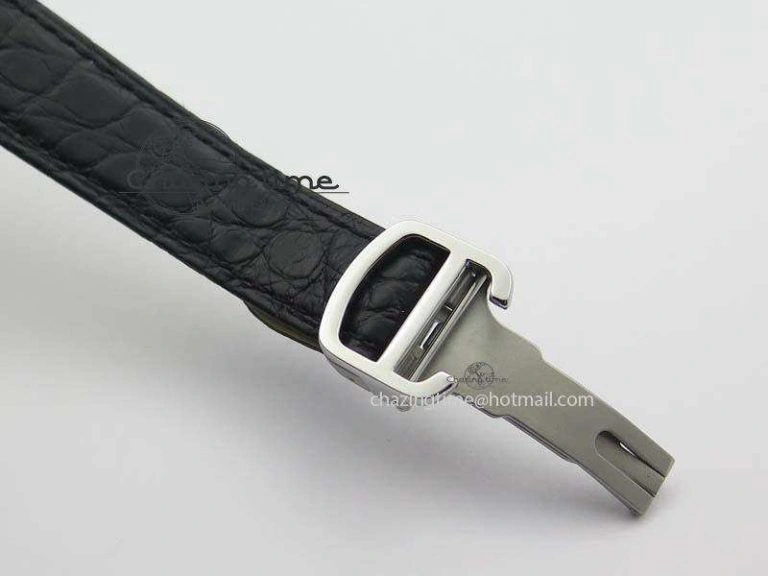 SmoothTexture Tank Ladies 25mm SS GF 1:1 Best Edition White Dial On Black Croc Leather Ronda Quartz 10773