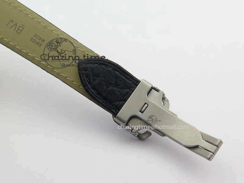 SmoothTexture Tank Ladies 25mm SS GF 1:1 Best Edition White Dial On Black Croc Leather Ronda Quartz 10773