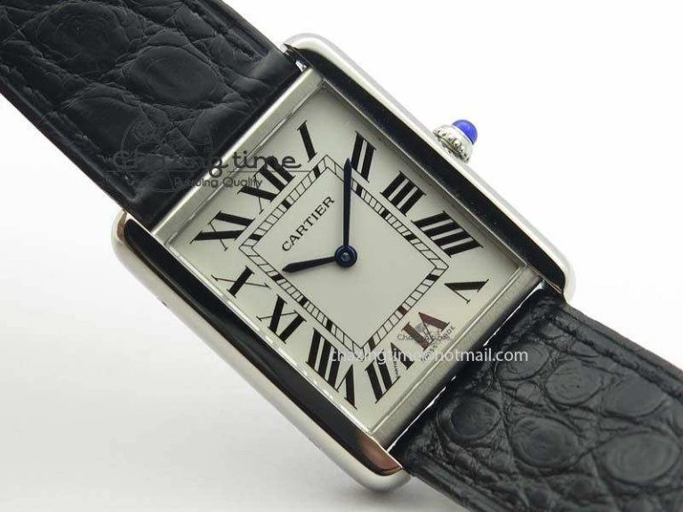 Original Tank Ladies 28mm SS GF 1:1 Best Edition White Dial On Black Croc Leather Ronda Quartz 10772