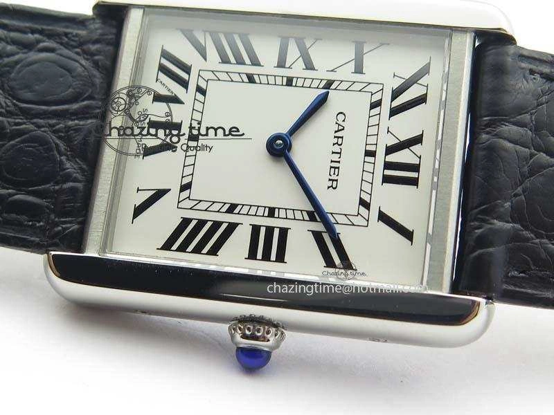 Original Tank Ladies 28mm SS GF 1:1 Best Edition White Dial On Black Croc Leather Ronda Quartz 10772