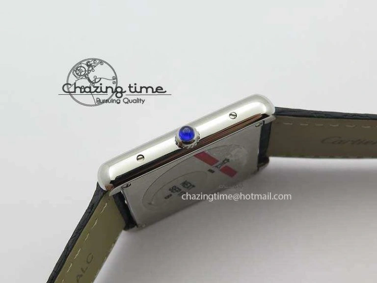 Original Tank Ladies 28mm SS GF 1:1 Best Edition White Dial On Black Croc Leather Ronda Quartz 10772