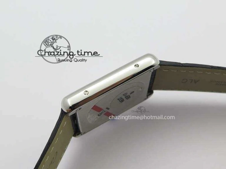 Original Tank Ladies 28mm SS GF 1:1 Best Edition White Dial On Black Croc Leather Ronda Quartz 10772