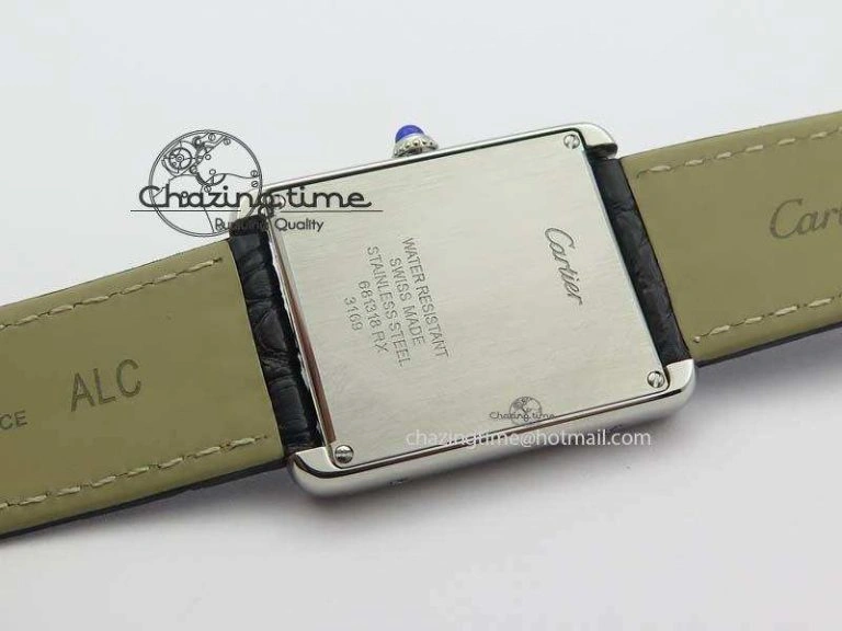 Original Tank Ladies 28mm SS GF 1:1 Best Edition White Dial On Black Croc Leather Ronda Quartz 10772