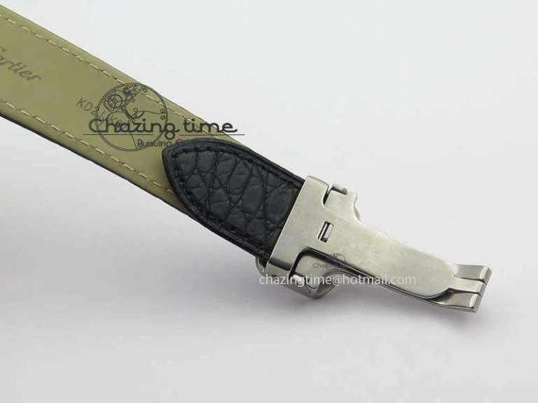 Original Tank Ladies 28mm SS GF 1:1 Best Edition White Dial On Black Croc Leather Ronda Quartz 10772