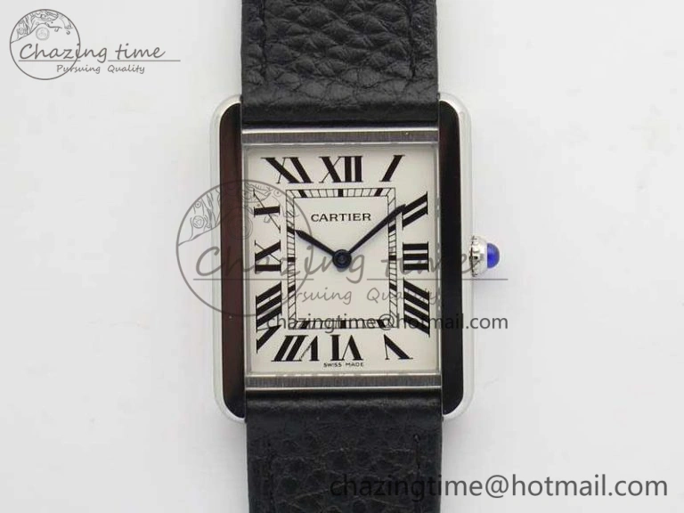 Tank Ladies W5200002 28mm SS GF 1:1 Best Edition White Dial On Black Leather Strap Ronda Quartz Soft 10751