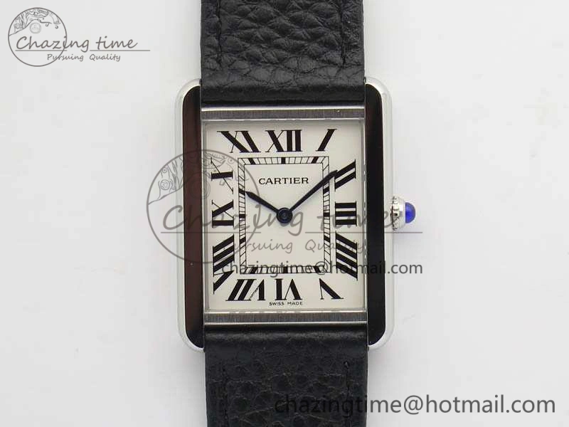Tank Ladies W5200002 28mm SS GF 1:1 Best Edition White Dial On Black Leather Strap Ronda Quartz Soft 10751