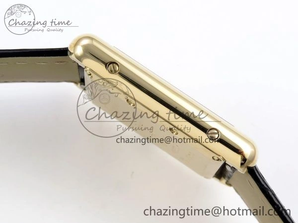 WellDesigned Tank Louis Cartier Large YG 33.7mm DRF 1:1 Best Edition Black Dial on Black Leather Strap Swiss Quartz 5958