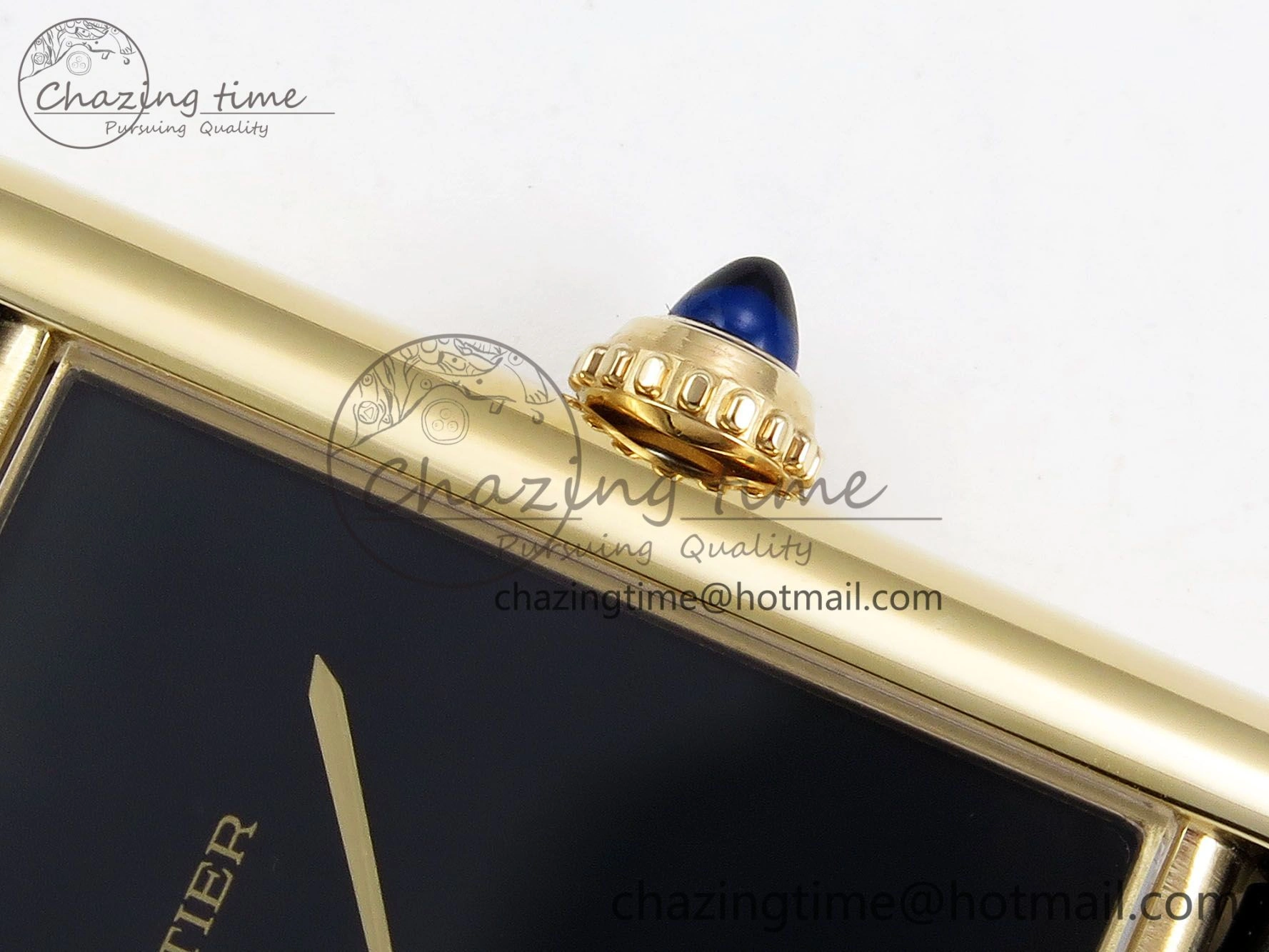 WellDesigned Tank Louis Cartier Large YG 33.7mm DRF 1:1 Best Edition Black Dial on Black Leather Strap Swiss Quartz 5958