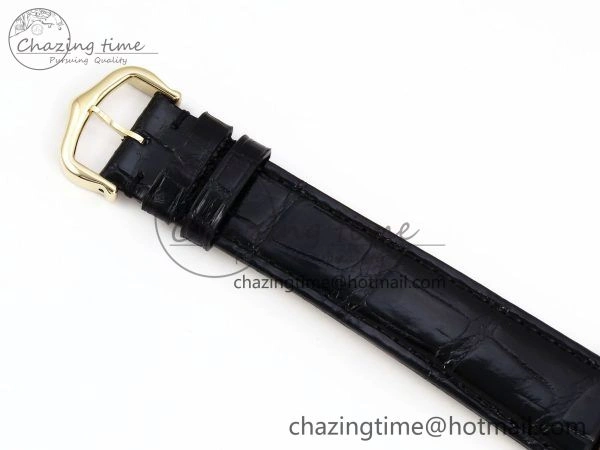 WellDesigned Tank Louis Cartier Large YG 33.7mm DRF 1:1 Best Edition Black Dial on Black Leather Strap Swiss Quartz 5958