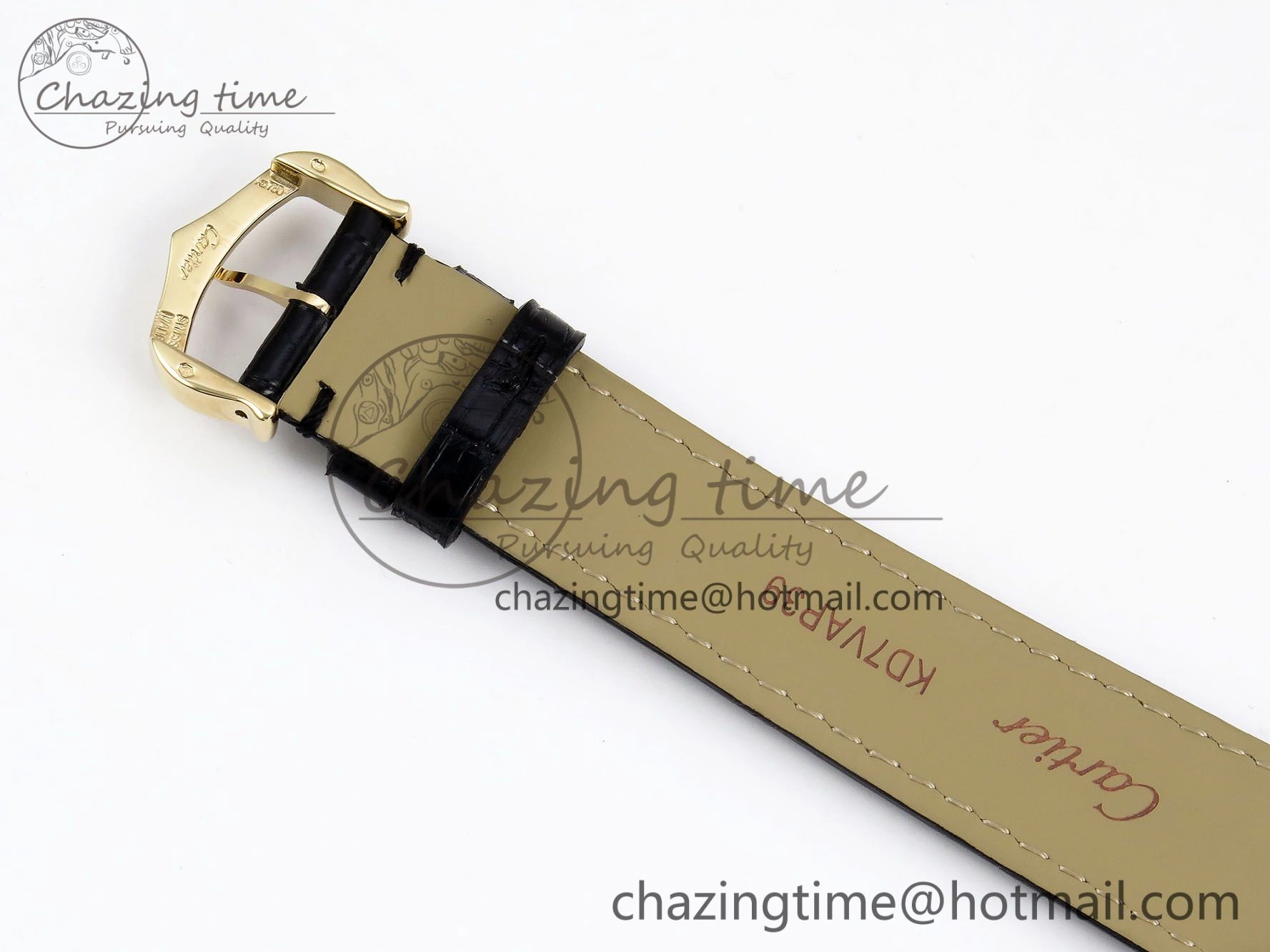 WellDesigned Tank Louis Cartier Large YG 33.7mm DRF 1:1 Best Edition Black Dial on Black Leather Strap Swiss Quartz 5958