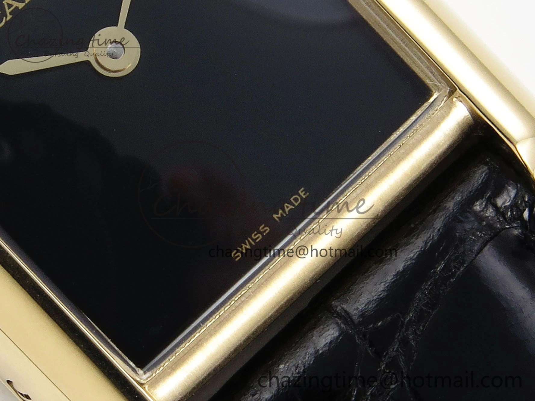 Tank Louis Cartier Small YG 29mm DRF 1:1 Best Edition Black Dial on Black Leather Strap Swiss Quartz ZipUp 5957