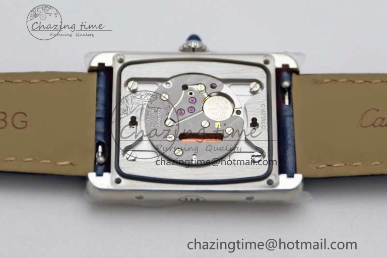 Cozy Tank Louis Ladies 25mm SS K11F 1:1 Best Edition Blue Dial on Croco Leather Strap Ronda Quartz 10233