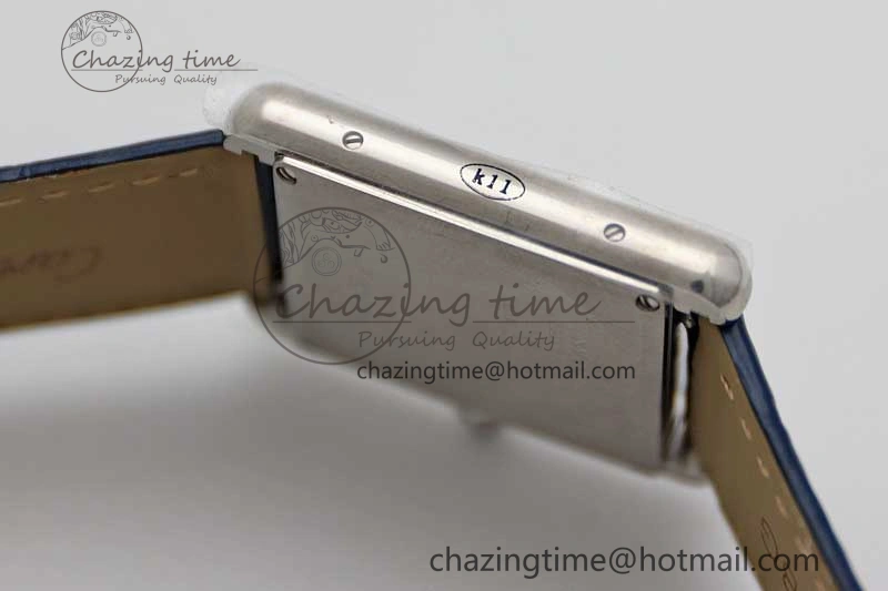 Cozy Tank Louis Ladies 25mm SS K11F 1:1 Best Edition Blue Dial on Croco Leather Strap Ronda Quartz 10233