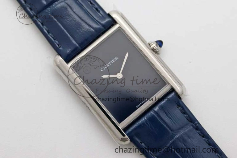 Cozy Tank Louis Ladies 25mm SS K11F 1:1 Best Edition Blue Dial on Croco Leather Strap Ronda Quartz 10233