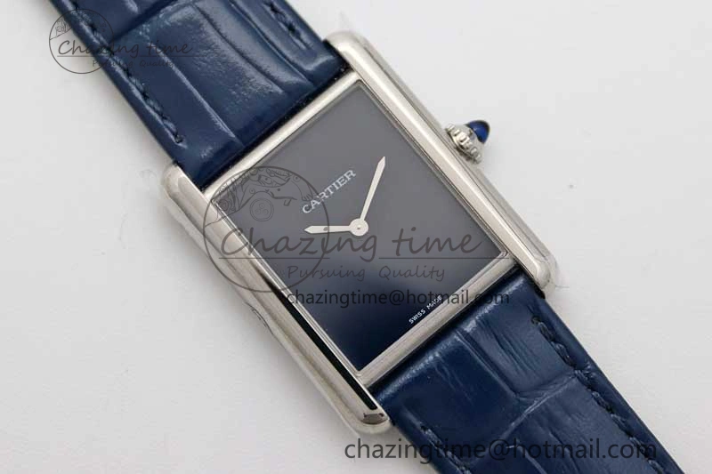 Cozy Tank Louis Ladies 25mm SS K11F 1:1 Best Edition Blue Dial on Croco Leather Strap Ronda Quartz 10233