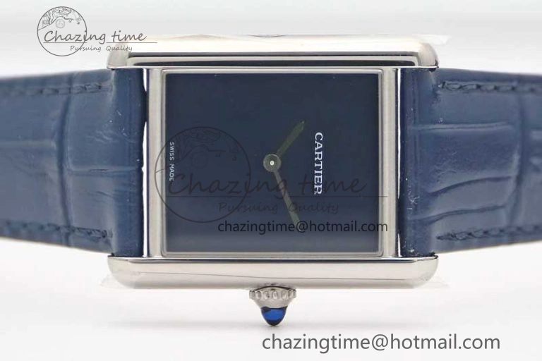 Cozy Tank Louis Ladies 25mm SS K11F 1:1 Best Edition Blue Dial on Croco Leather Strap Ronda Quartz 10233