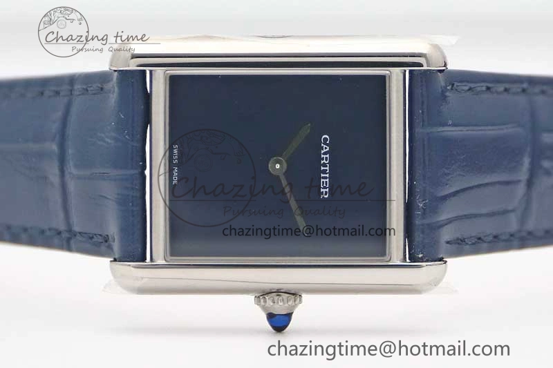 Cozy Tank Louis Ladies 25mm SS K11F 1:1 Best Edition Blue Dial on Croco Leather Strap Ronda Quartz 10233