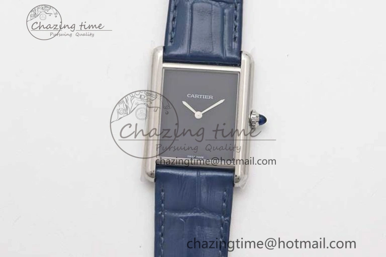 Cozy Tank Louis Ladies 25mm SS K11F 1:1 Best Edition Blue Dial on Croco Leather Strap Ronda Quartz 10233