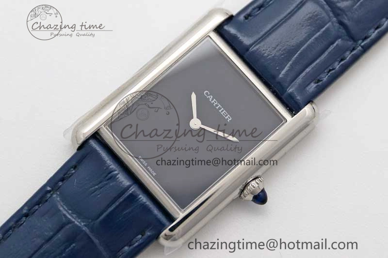 Cozy Tank Louis Ladies 25mm SS K11F 1:1 Best Edition Blue Dial on Croco Leather Strap Ronda Quartz 10233