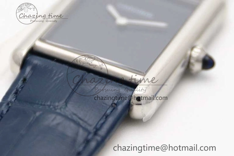 Cozy Tank Louis Ladies 25mm SS K11F 1:1 Best Edition Blue Dial on Croco Leather Strap Ronda Quartz 10233